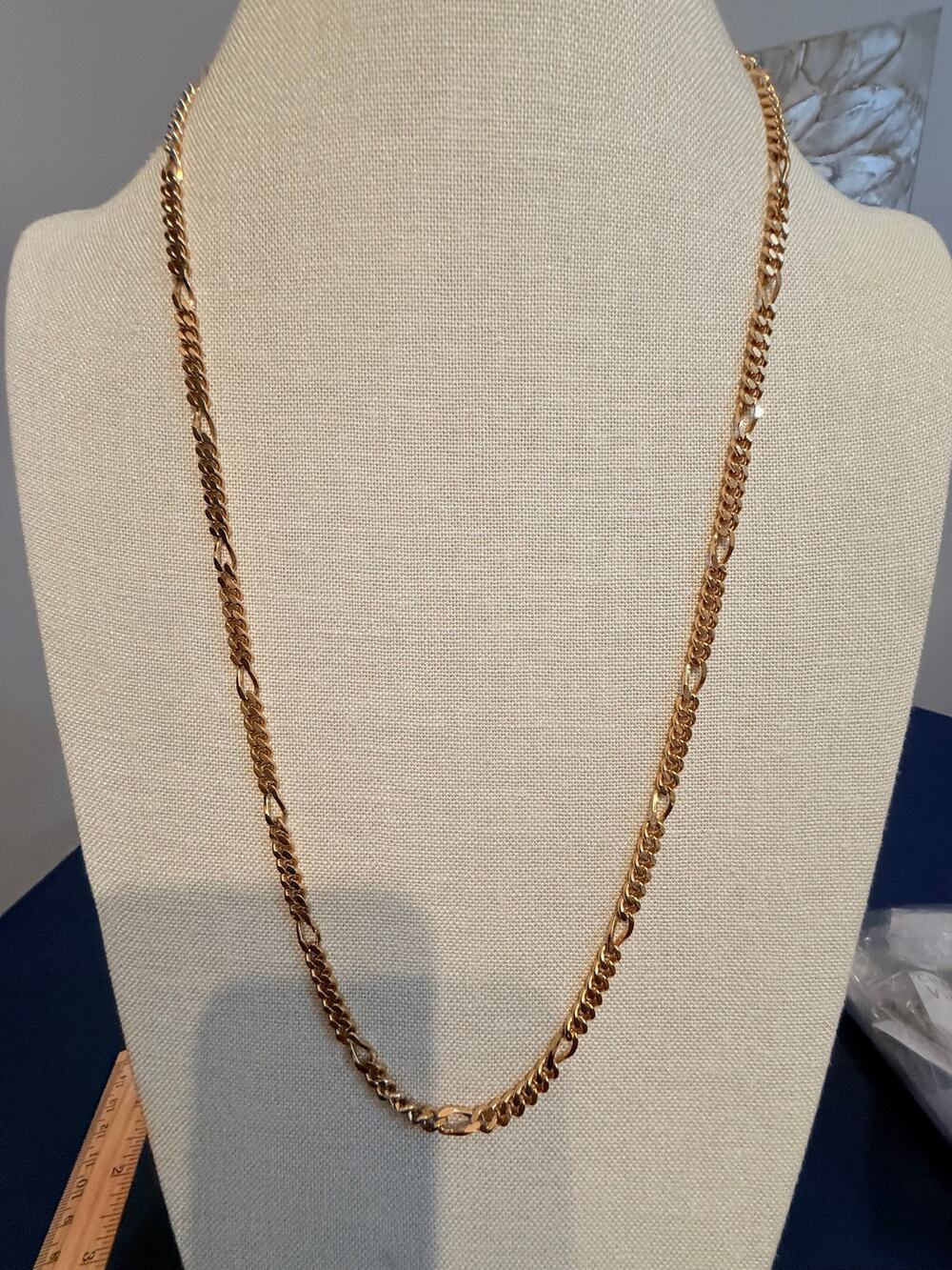 Vintage Monet Gold Tone Figaro Chain Necklace 30”